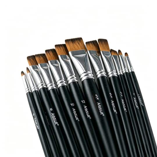 Michaels, 12 Piece Mixed Media Taklon Brushes by Artist's Loft® – Category: Acrylic